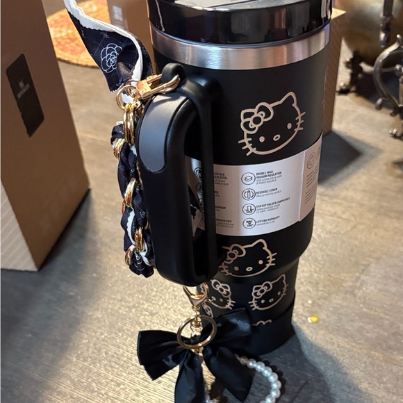 Stanley Black Tumbler with Rose-Gold Hello Kitty Accents - Picture 7 of 10